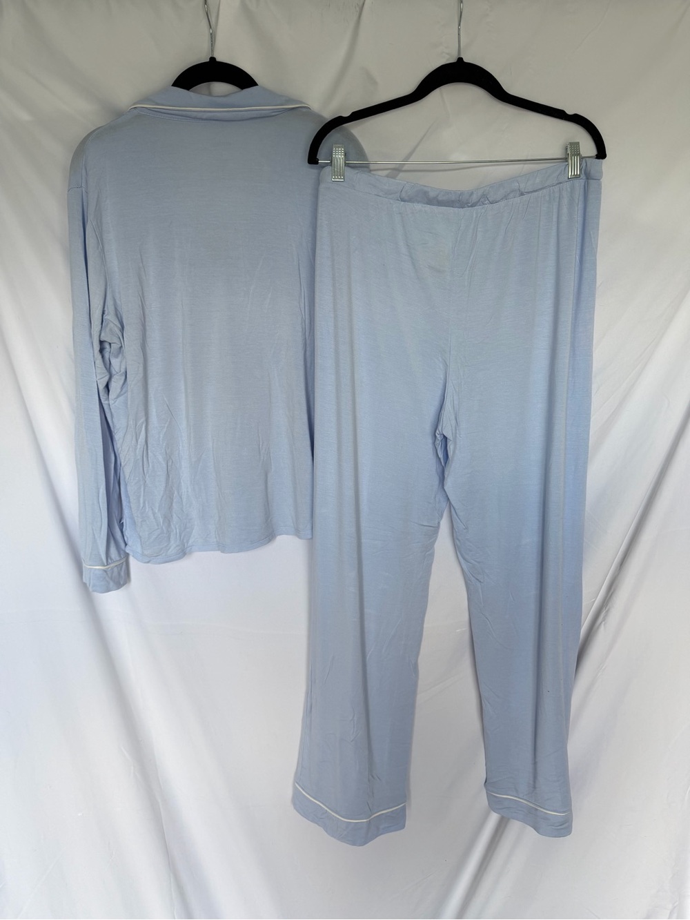 Auden Light Blue Long-Sleeve Button Pajama Set with Contrast Trim - Picture 4 of 4